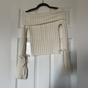 Off-Shoulder White Sweater